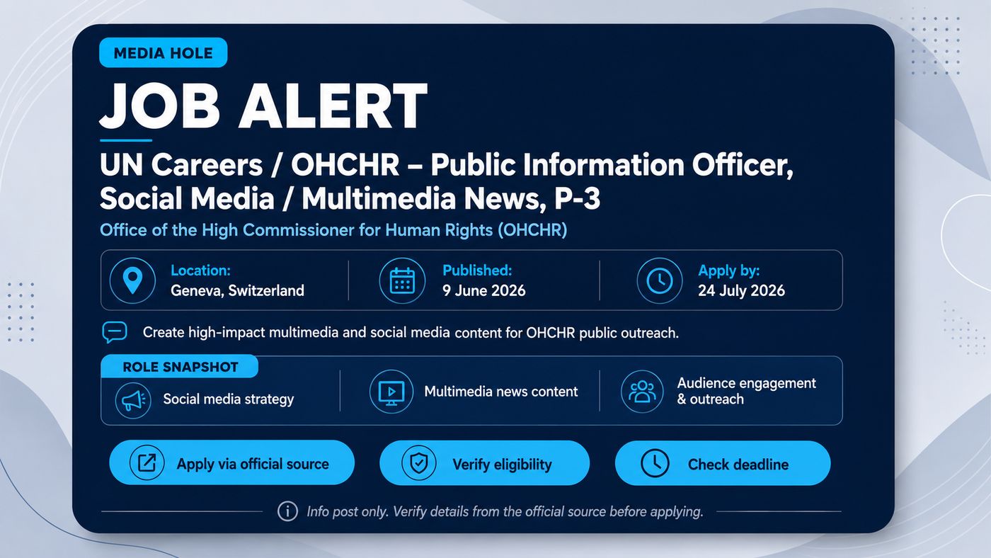 UN Careers / OHCHR – Public Information Officer, Social Media / Multimedia News, P-3