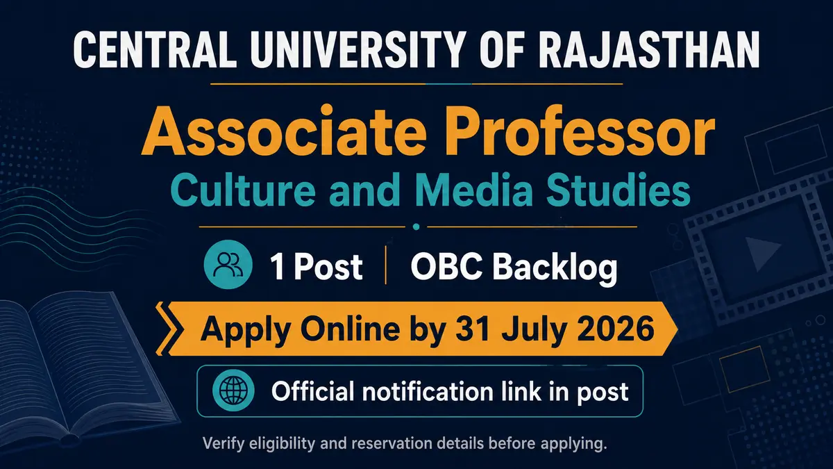 CURAJ Recruitment 2026: Associate Professor in Culture and Media Studies – Apply by 31 July