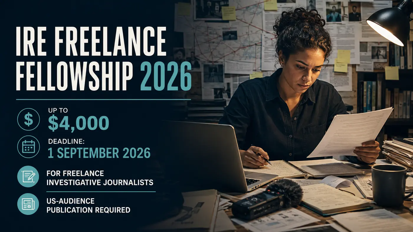 IRE Freelance Fellowship 2026: Investigative Journalists Can Receive Up to $4,000
