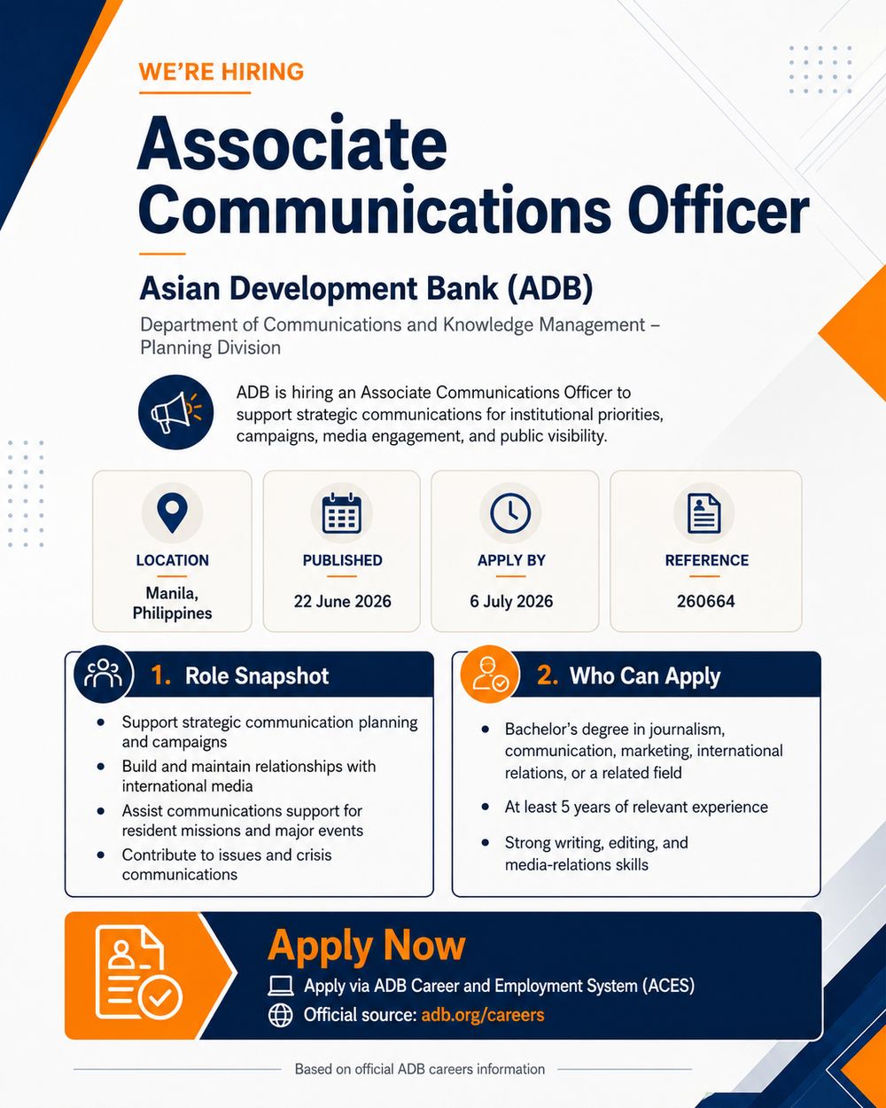 Associate Communications Officer – Department of Communications & Knowledge Management