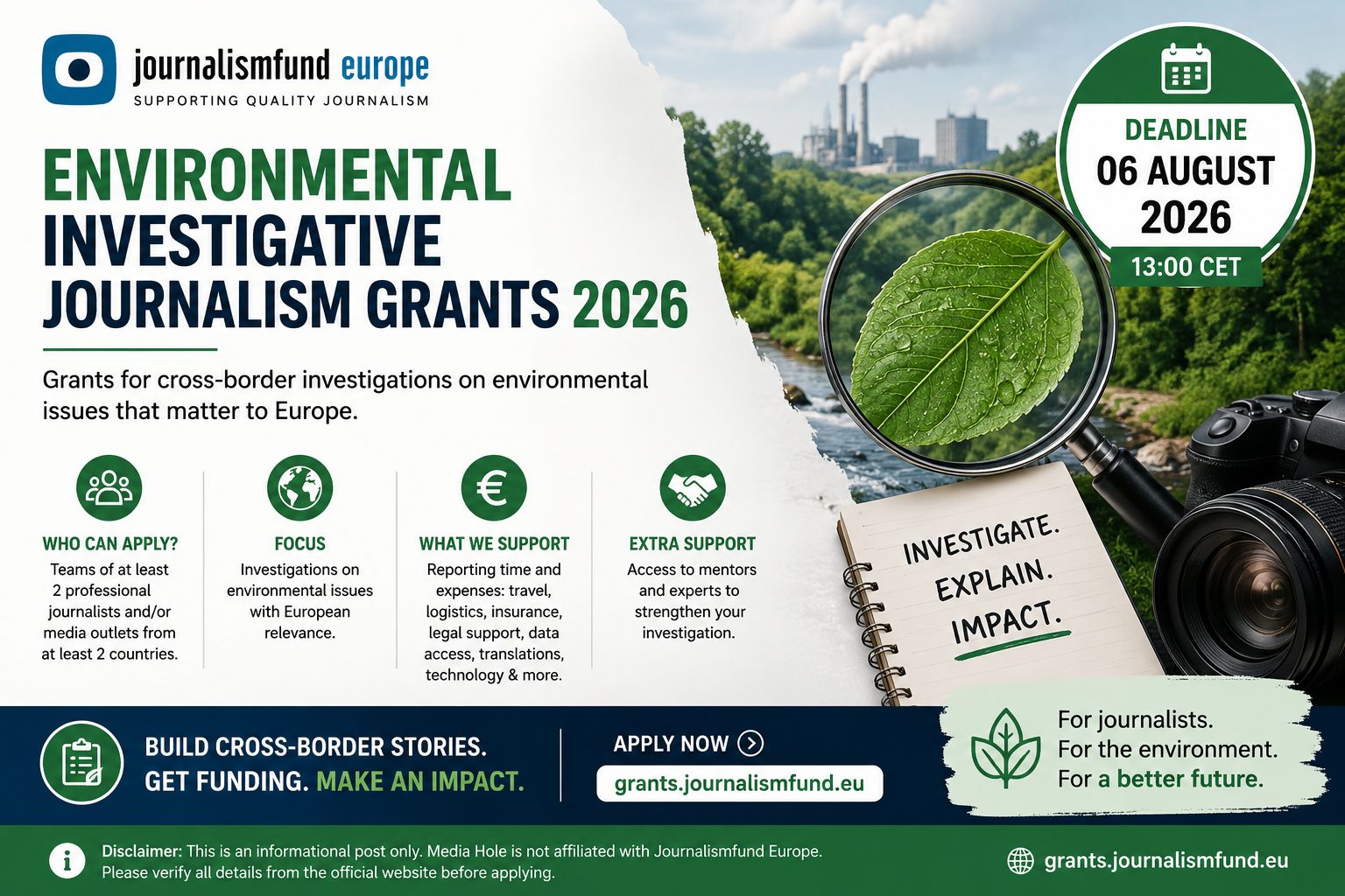 Journalismfund Europe – Environmental Investigative Journalism Grants 2026