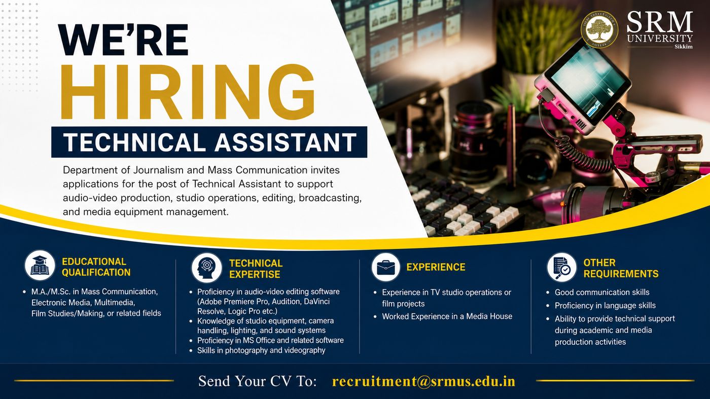 Vacancy: TECHNICAL ASSISTANT at SRM University