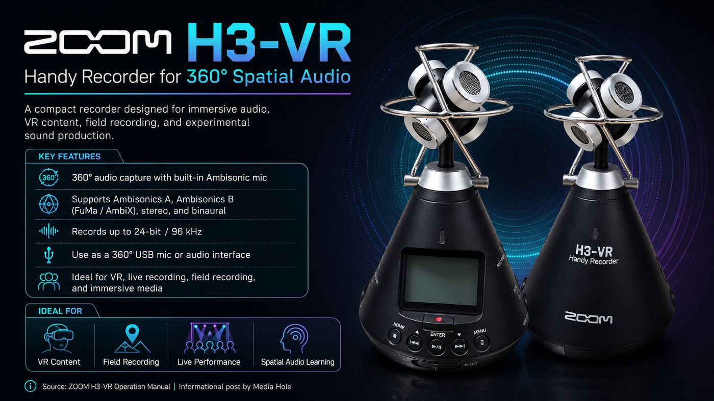 ZOOM H3-VR: Handy Recorder for 360° Spatial Audio Creation